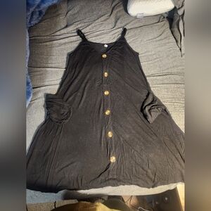 Black Button-Down Sleeveless Dress